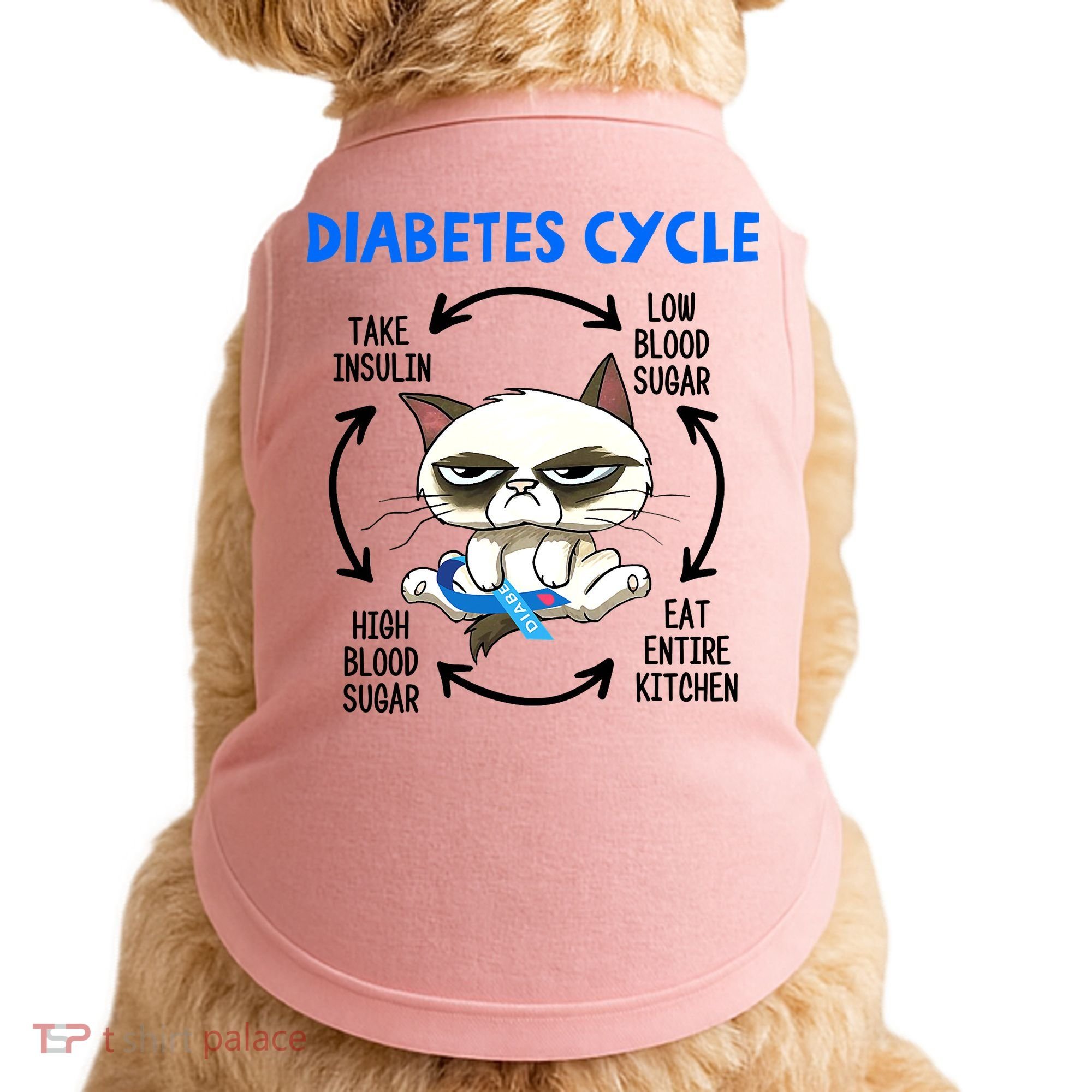 Diabetes Cycle Diabetes Awareness Funny Cat Lover Doggie Tank