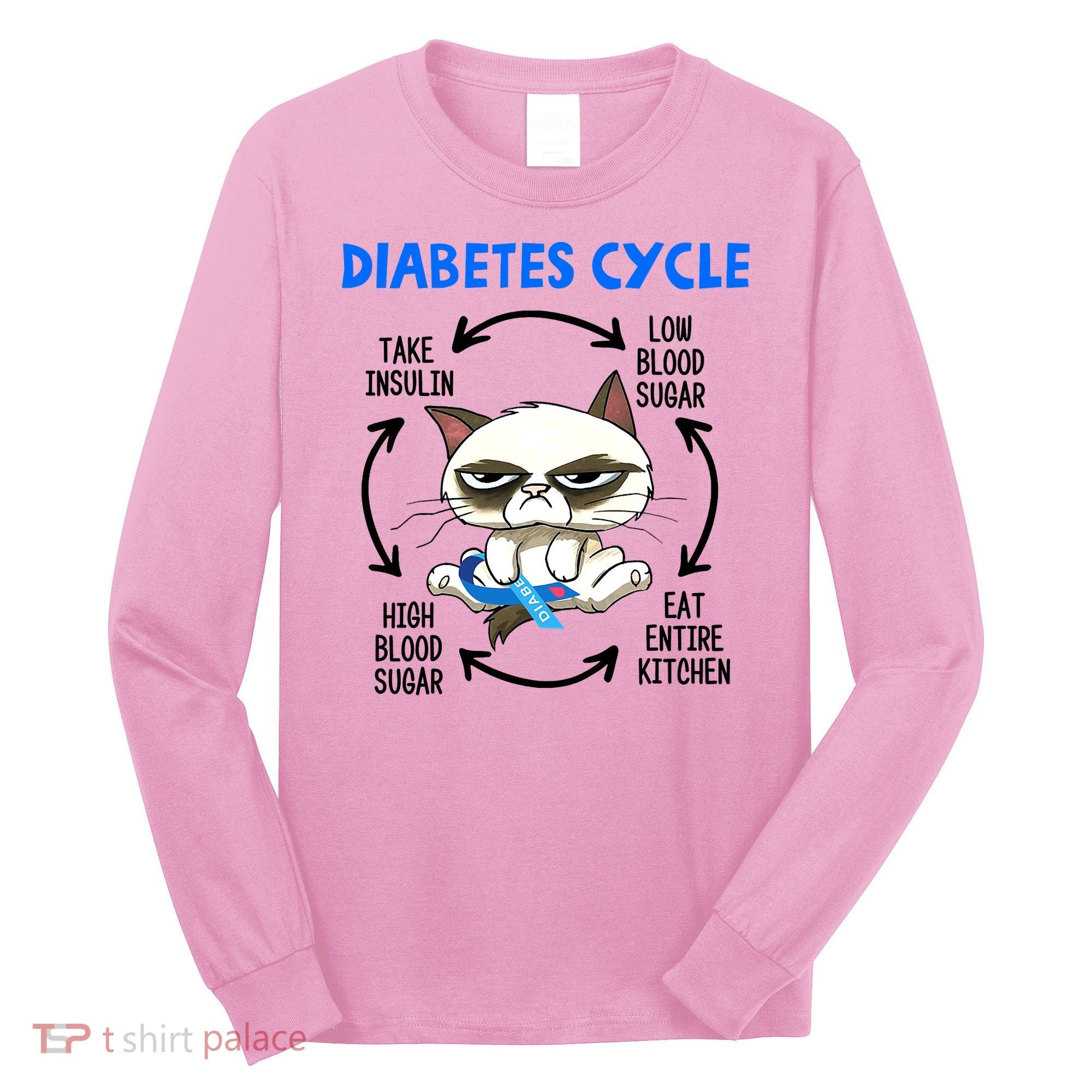 Diabetes Cycle Diabetes Awareness Funny Cat Lover Long Sleeve Shirt
