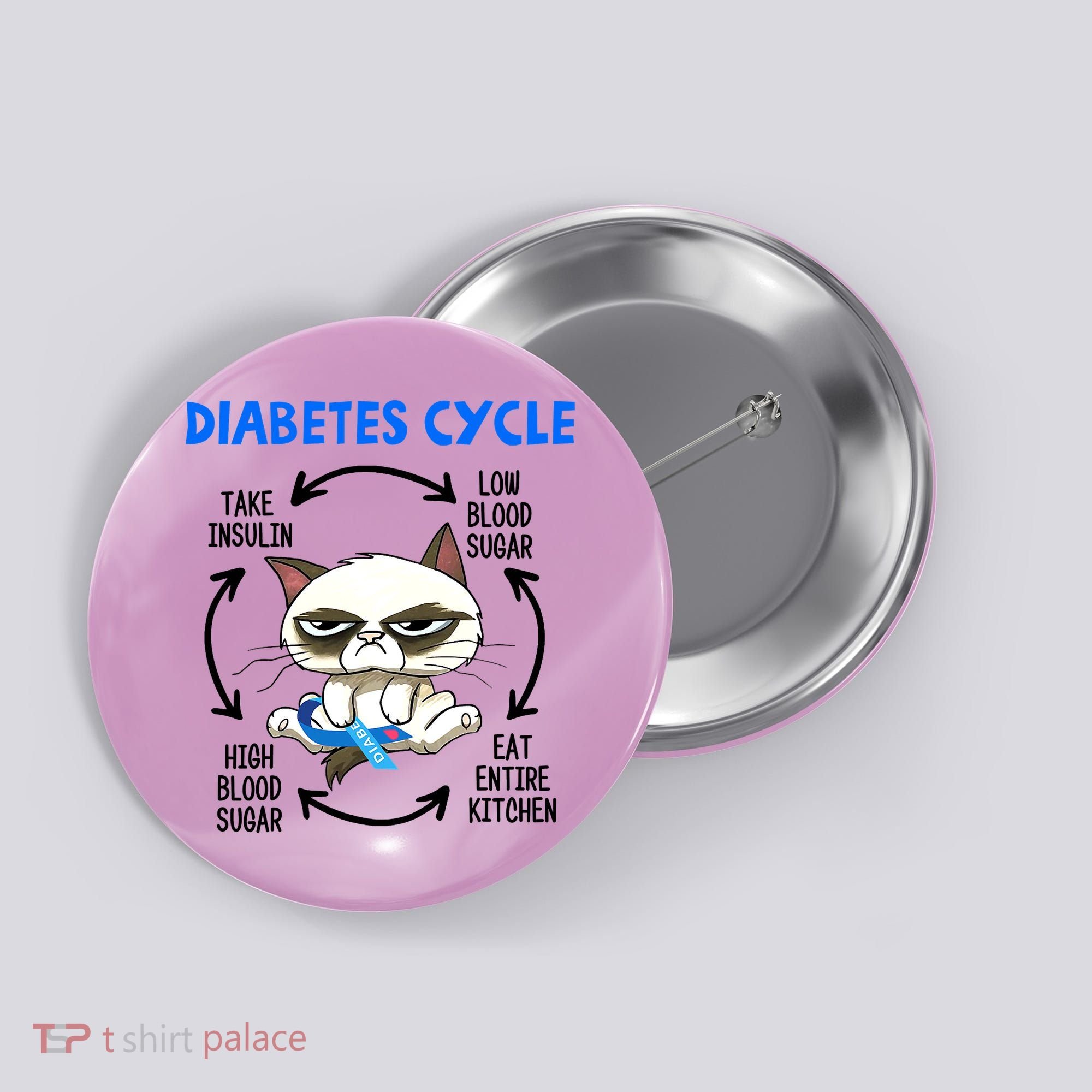 Diabetes Cycle Diabetes Awareness Funny Cat Lover Button
