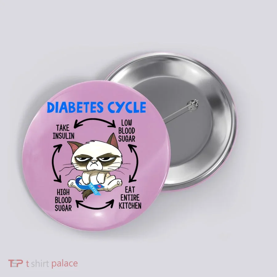 Diabetes Cycle Diabetes Awareness Funny Cat Lover Button