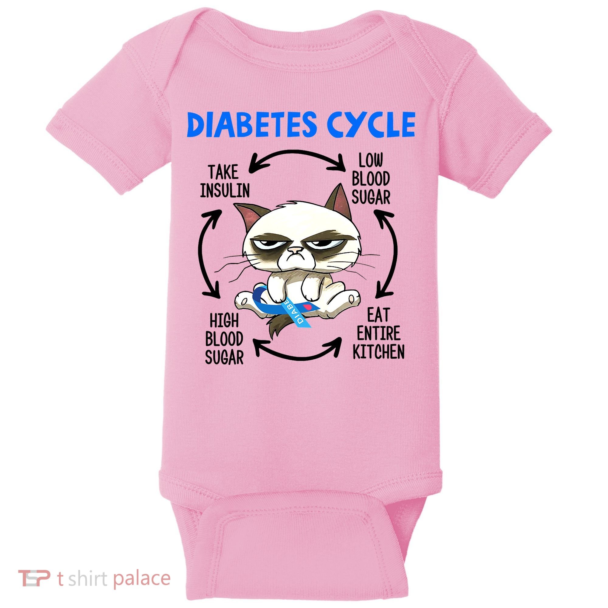 Diabetes Cycle Diabetes Awareness Funny Cat Lover Baby Bodysuit