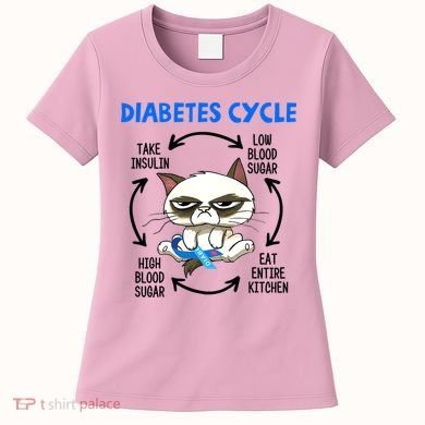 Diabetes Cycle Diabetes Awareness Funny Cat Lover Women's T-Shirt