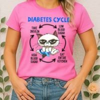 Diabetes Cycle Diabetes Awareness Funny Cat Lover Women's T-Shirt thumb 2