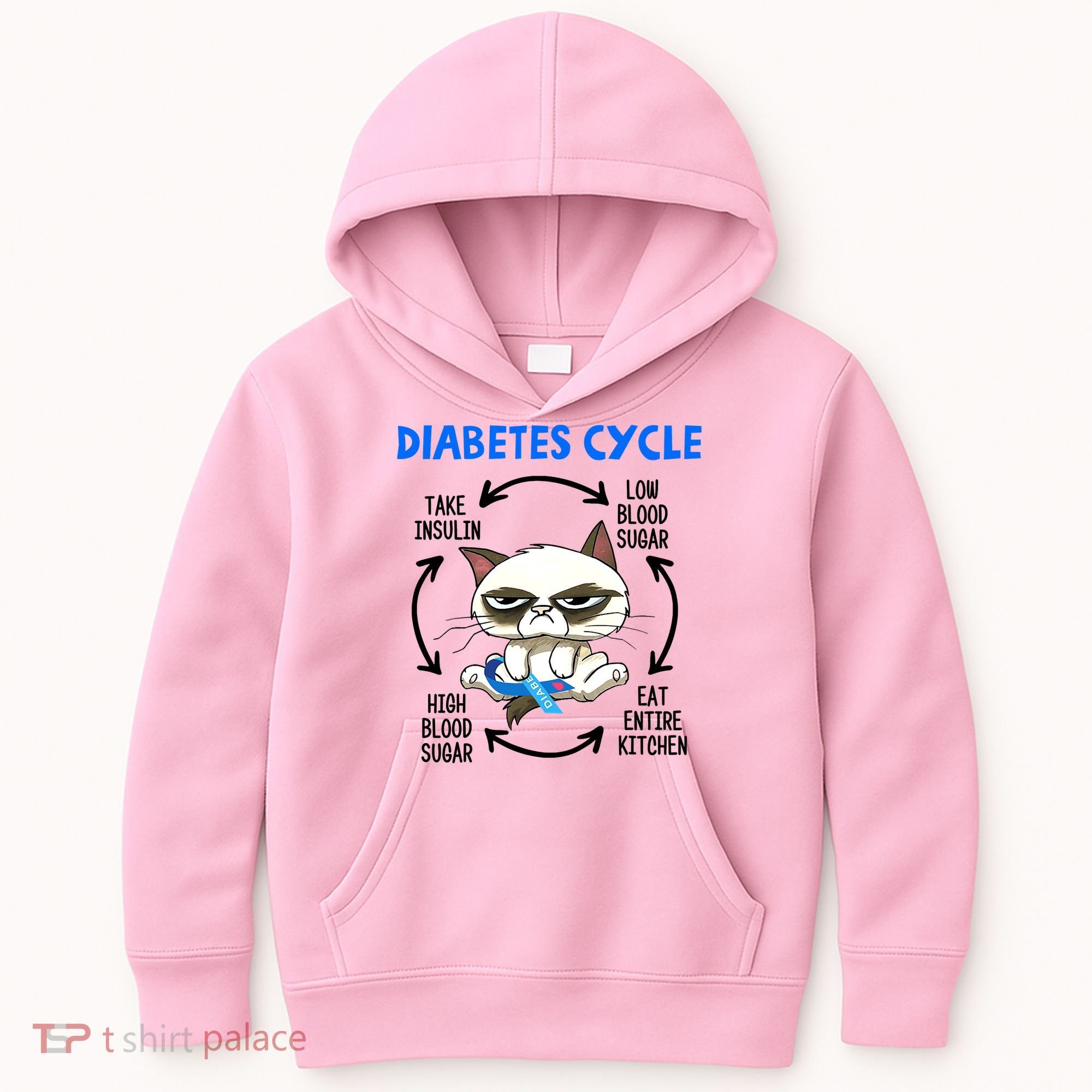 Diabetes Cycle Diabetes Awareness Funny Cat Lover Kids Hoodie