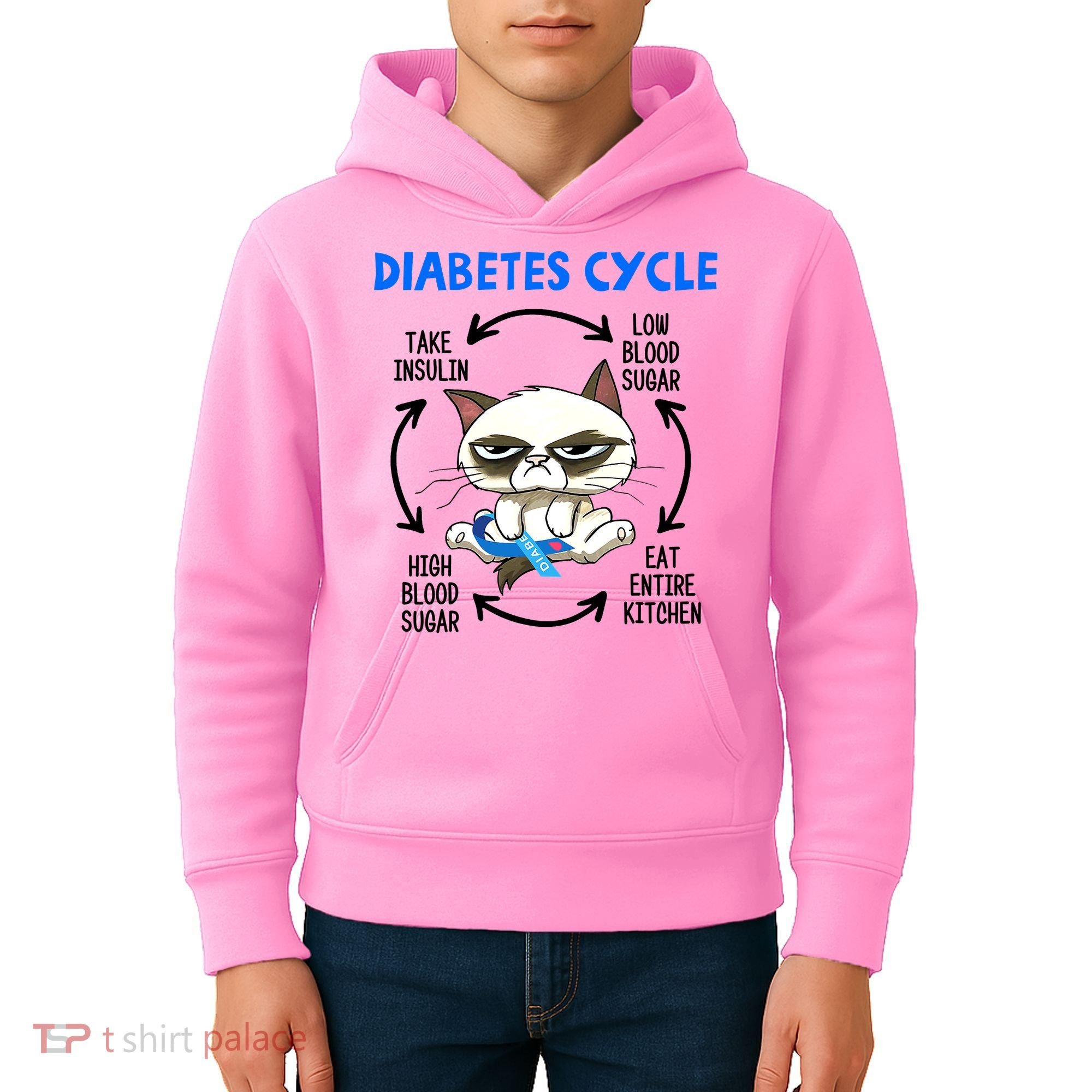 Diabetes Cycle Diabetes Awareness Funny Cat Lover Kids Hoodie
