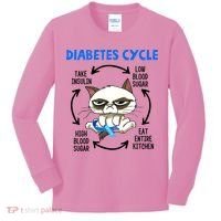 Diabetes Cycle Diabetes Awareness Funny Cat Lover Kids Long Sleeve Shirt thumb 0