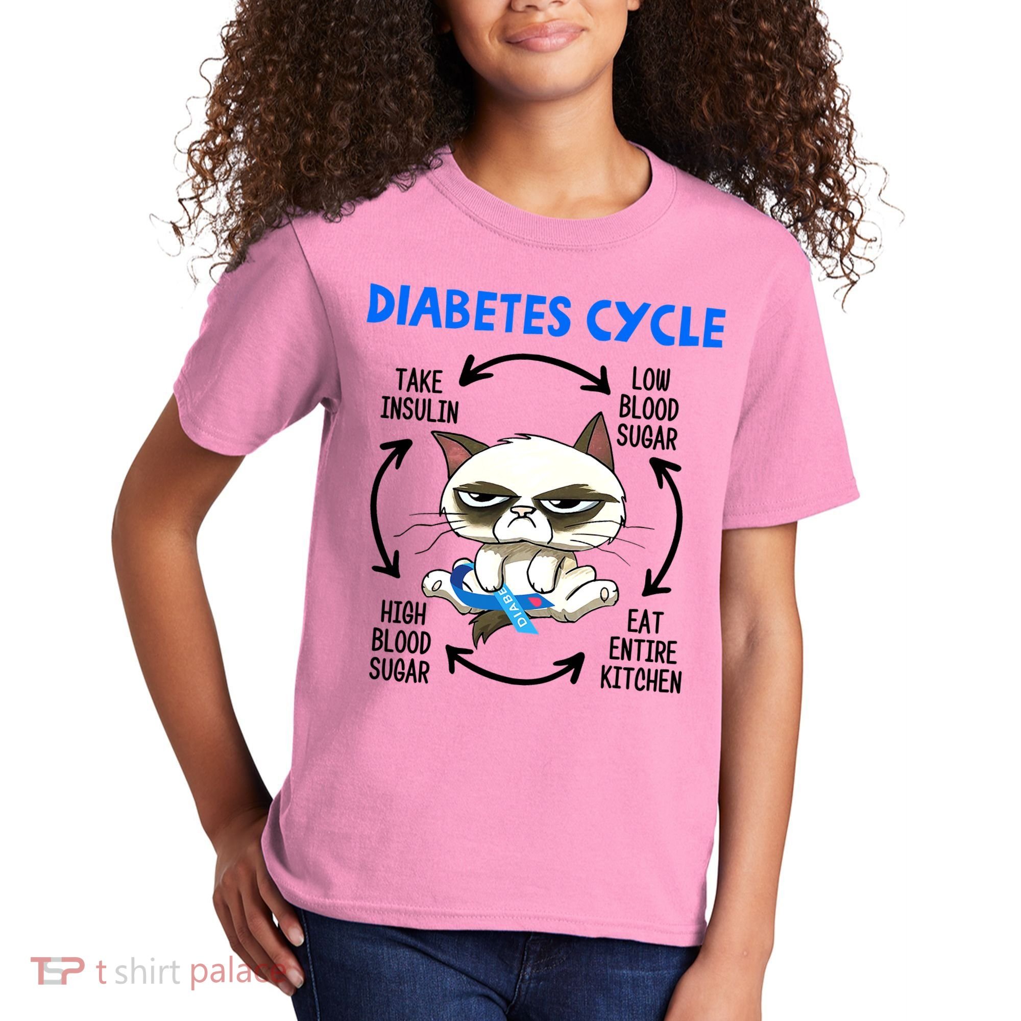 Diabetes Cycle Diabetes Awareness Funny Cat Lover Kids T-Shirt