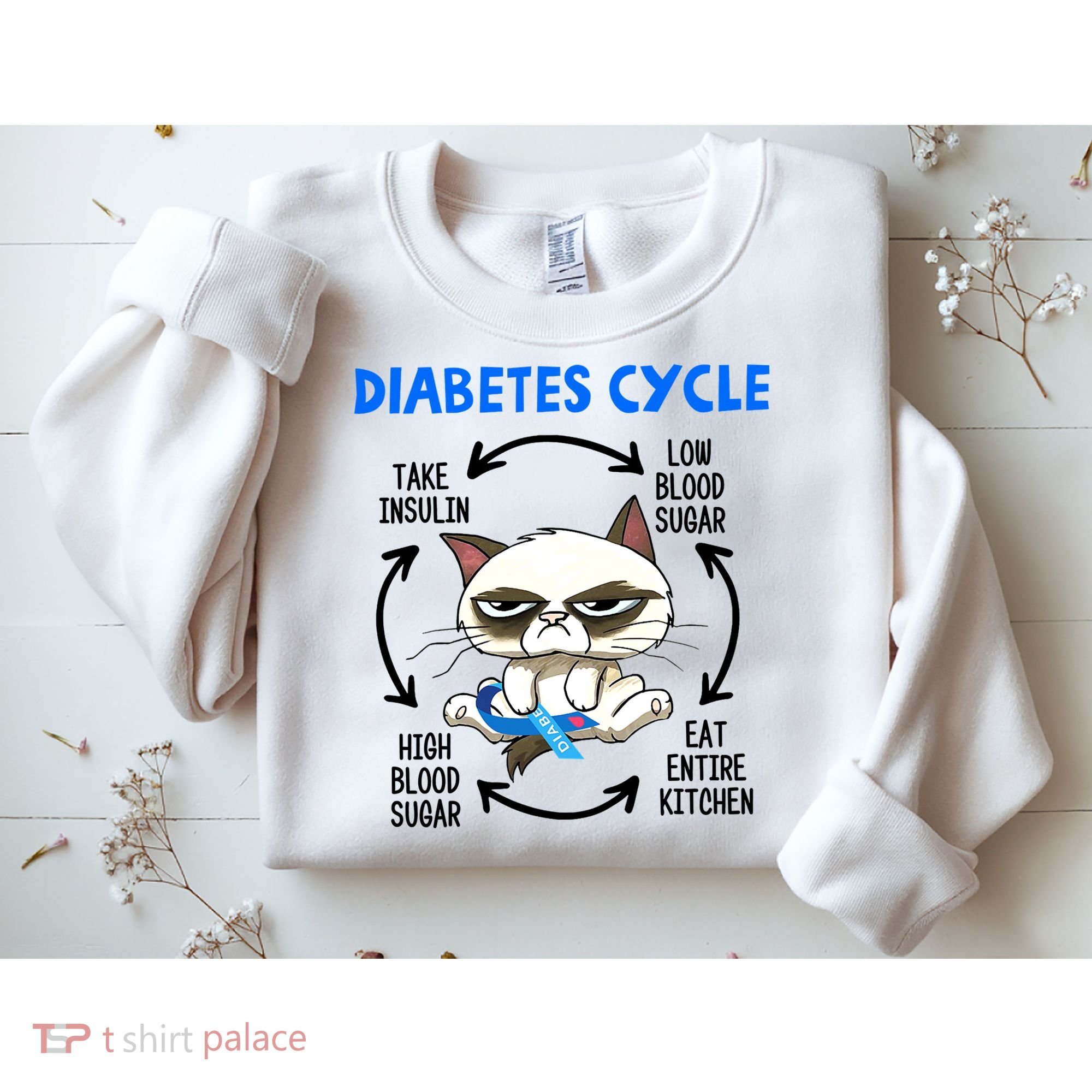 Diabetes Cycle Diabetes Awareness Funny Cat Lover Sweatshirt