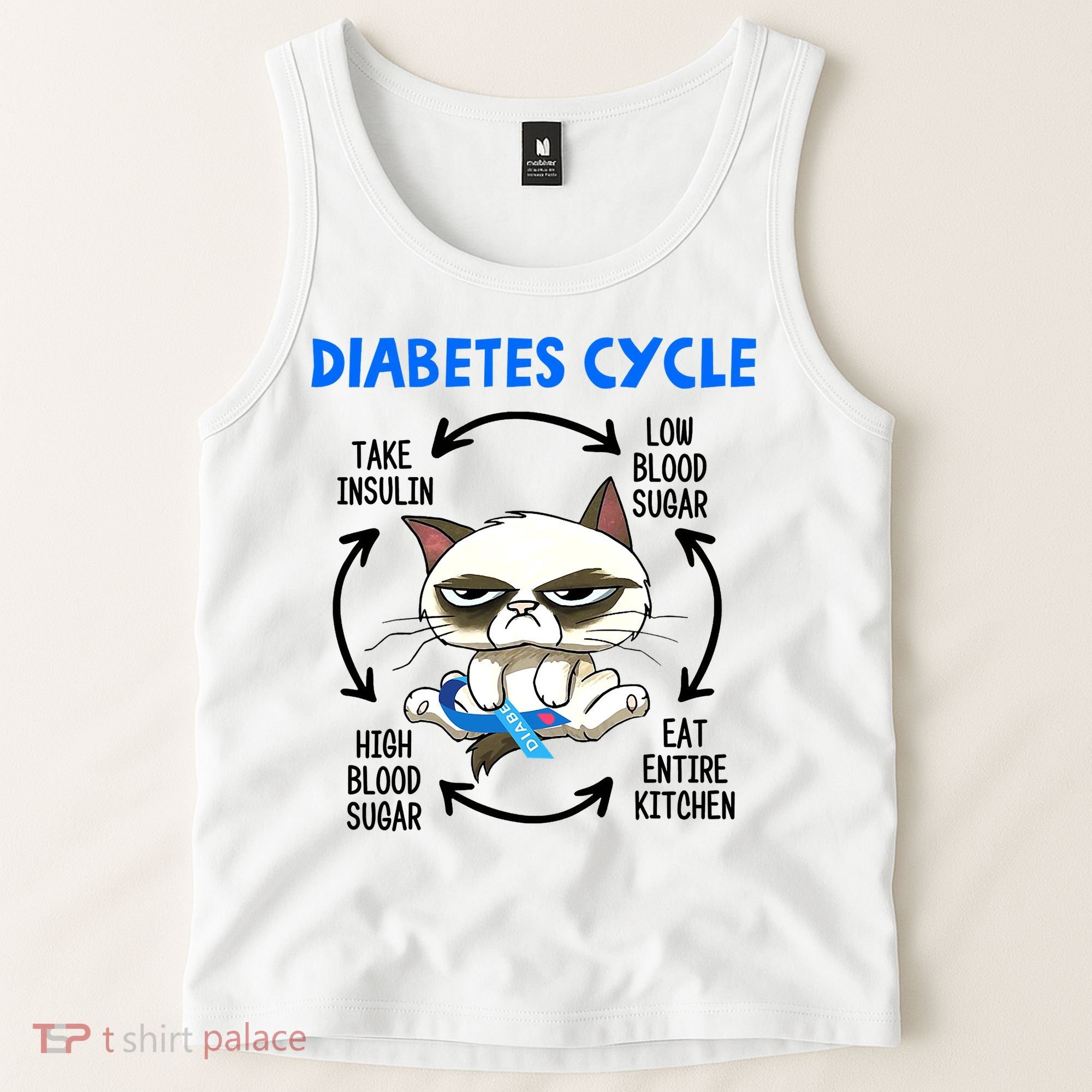 Diabetes Cycle Diabetes Awareness Funny Cat Lover Tank Top