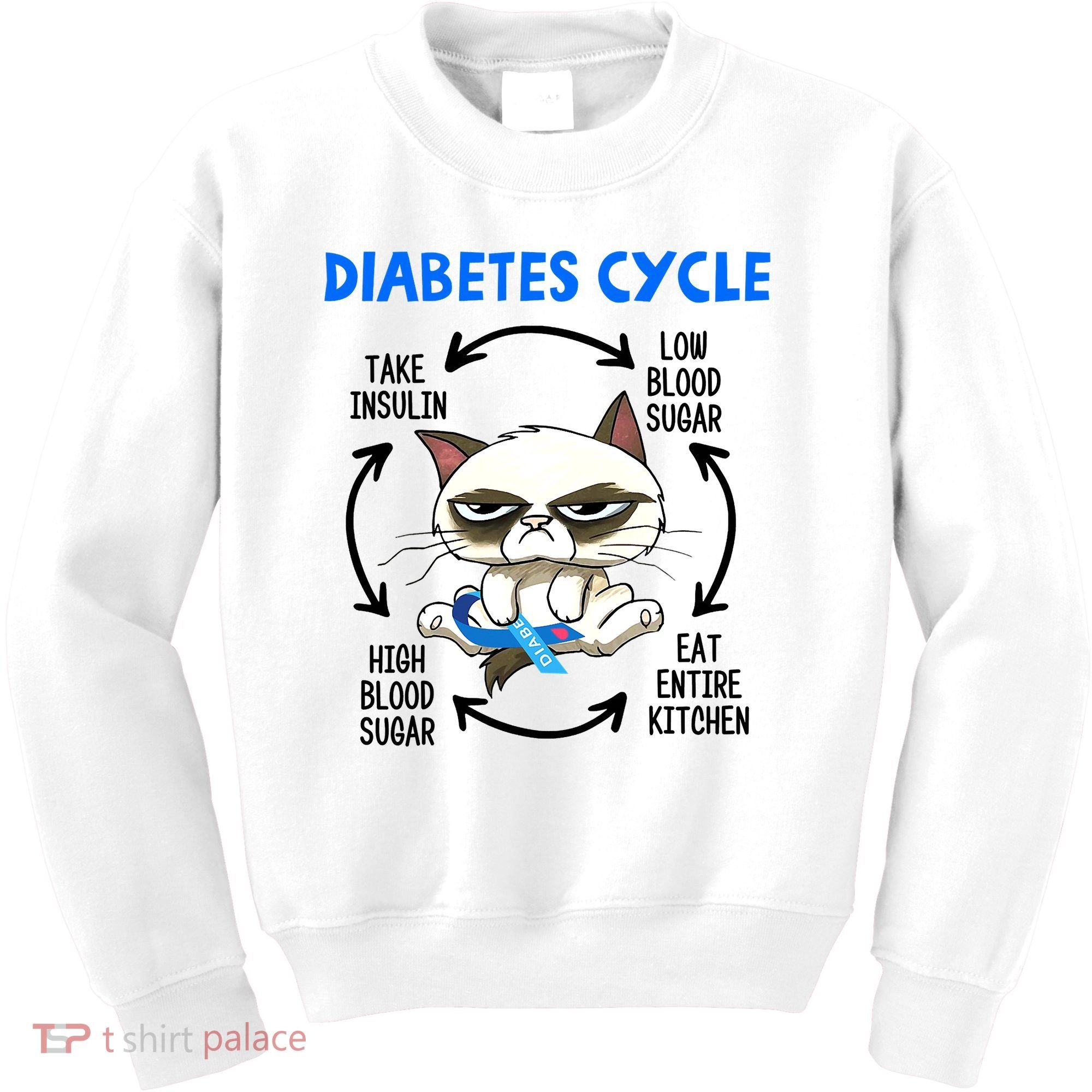 Diabetes Cycle Diabetes Awareness Funny Cat Lover Kids Sweatshirt