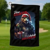 Dino Claus Golf Towel thumb 1