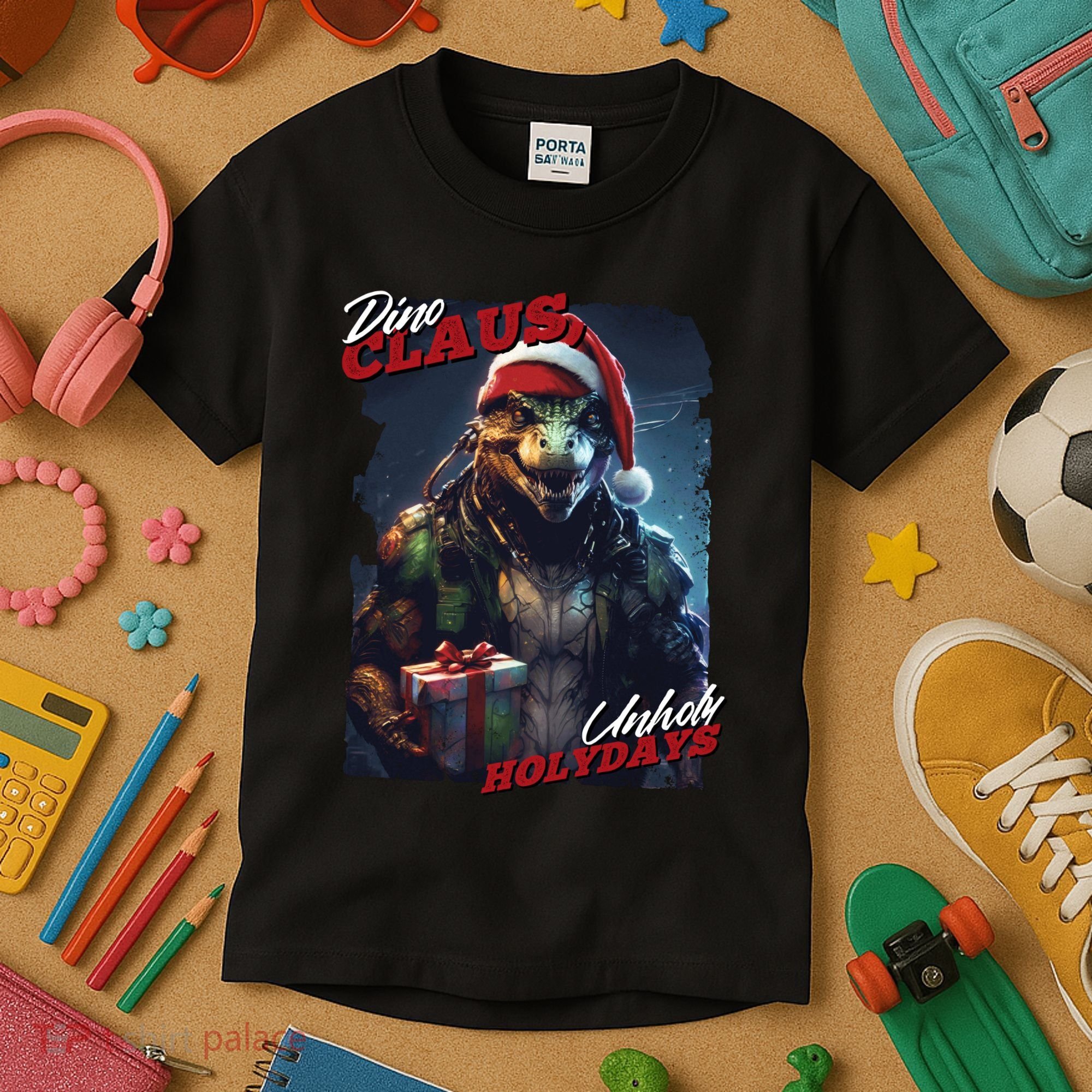 Dino Claus Kids T-Shirt