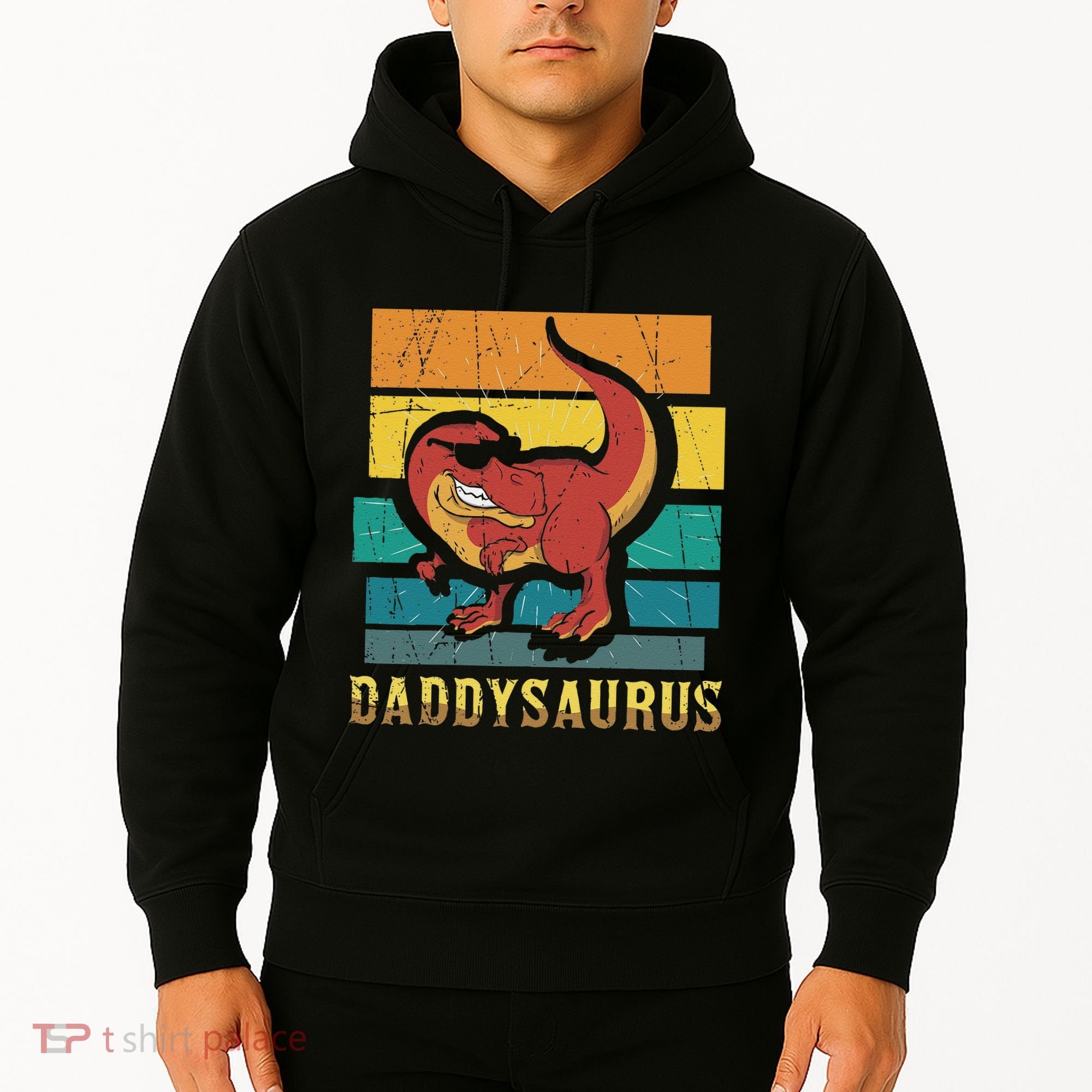 Daddysaurus Cool Dad Dinosaur With Sunglasses Hoodie