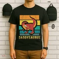 Daddysaurus Cool Dad Dinosaur With Sunglasses T-Shirt thumb 6