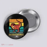 Daddysaurus Cool Dad Dinosaur With Sunglasses Button thumb 0