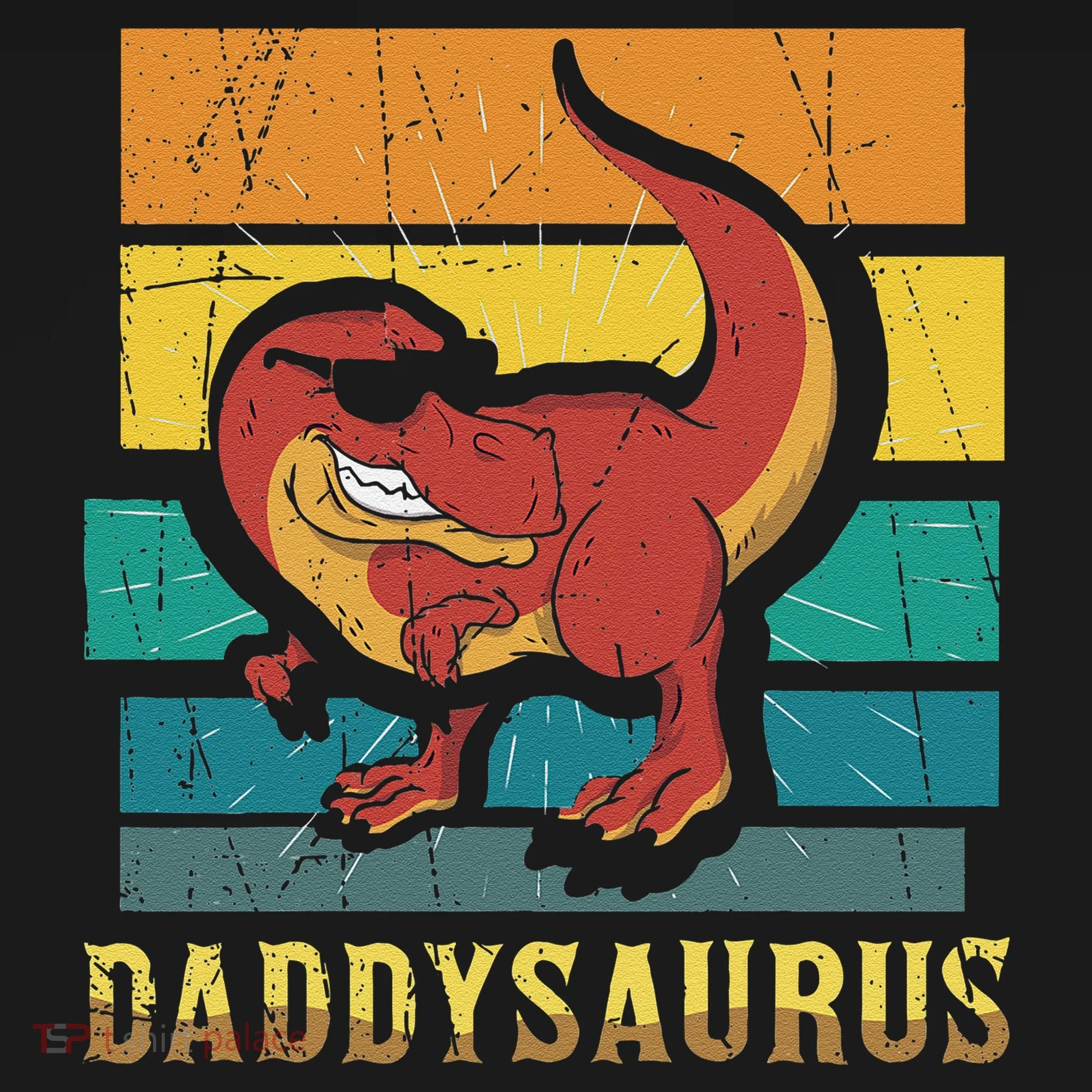 Daddysaurus Cool Dad Dinosaur With Sunglasses Button