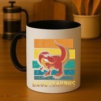 Daddysaurus Cool Dad Dinosaur With Sunglasses Coffee Mug thumb 4
