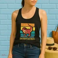 Daddysaurus Cool Dad Dinosaur With Sunglasses Women's Tank Top thumb 2