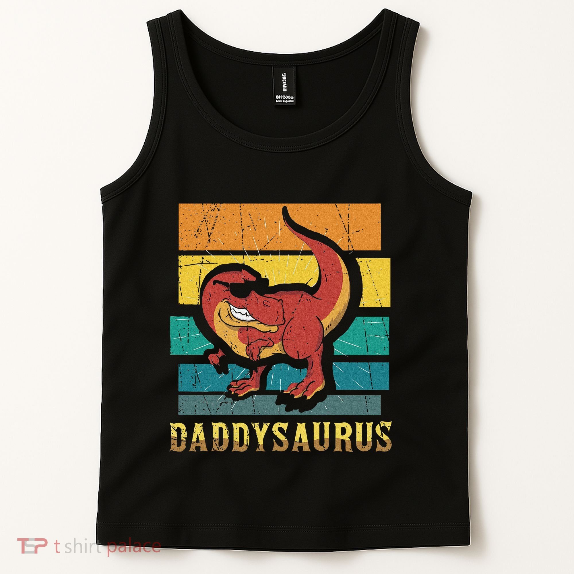 Daddysaurus Cool Dad Dinosaur With Sunglasses Tank Top