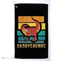 Daddysaurus Cool Dad Dinosaur With Sunglasses Golf Towel thumb 0