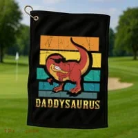 Daddysaurus Cool Dad Dinosaur With Sunglasses Golf Towel thumb 1