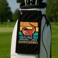Daddysaurus Cool Dad Dinosaur With Sunglasses Golf Towel thumb 2