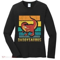 Daddysaurus Cool Dad Dinosaur With Sunglasses Women's Long Sleeve Shirt thumb 0