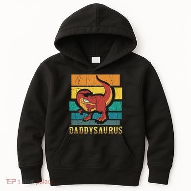 Daddysaurus Cool Dad Dinosaur With Sunglasses Kids Hoodie