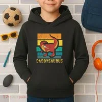 Daddysaurus Cool Dad Dinosaur With Sunglasses Kids Hoodie thumb 2