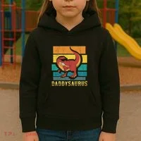 Daddysaurus Cool Dad Dinosaur With Sunglasses Kids Hoodie thumb 3