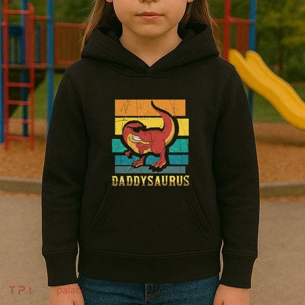 Daddysaurus Cool Dad Dinosaur With Sunglasses Kids Hoodie
