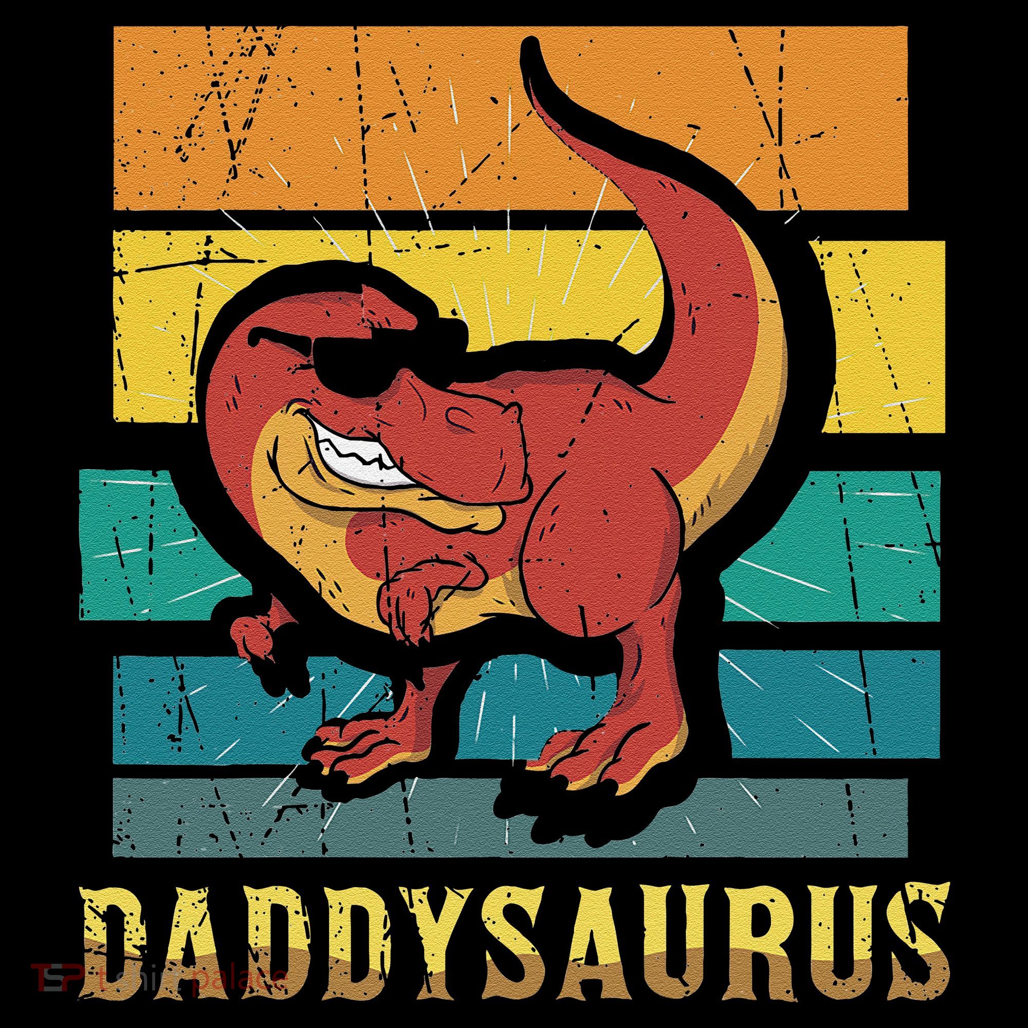Daddysaurus Cool Dad Dinosaur With Sunglasses Kids Hoodie