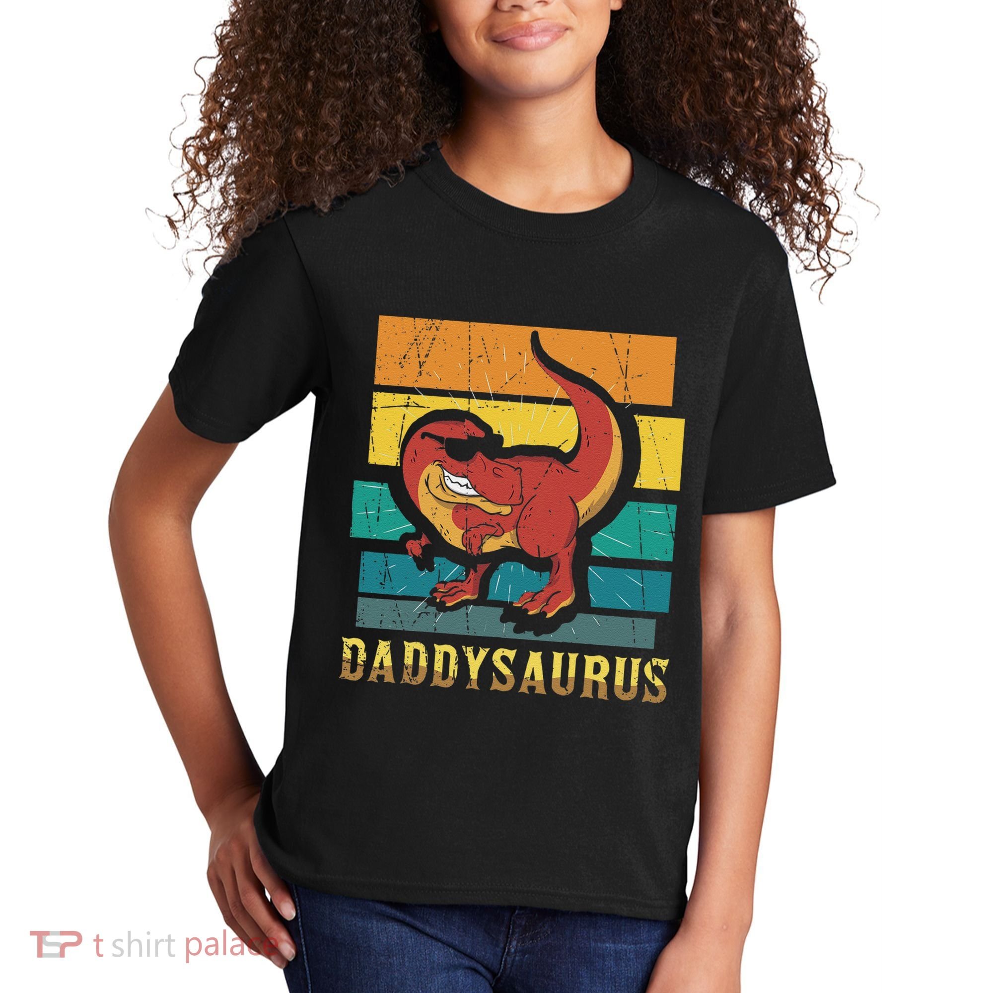 Daddysaurus Cool Dad Dinosaur With Sunglasses Kids T-Shirt