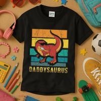 Daddysaurus Cool Dad Dinosaur With Sunglasses Kids T-Shirt thumb 3