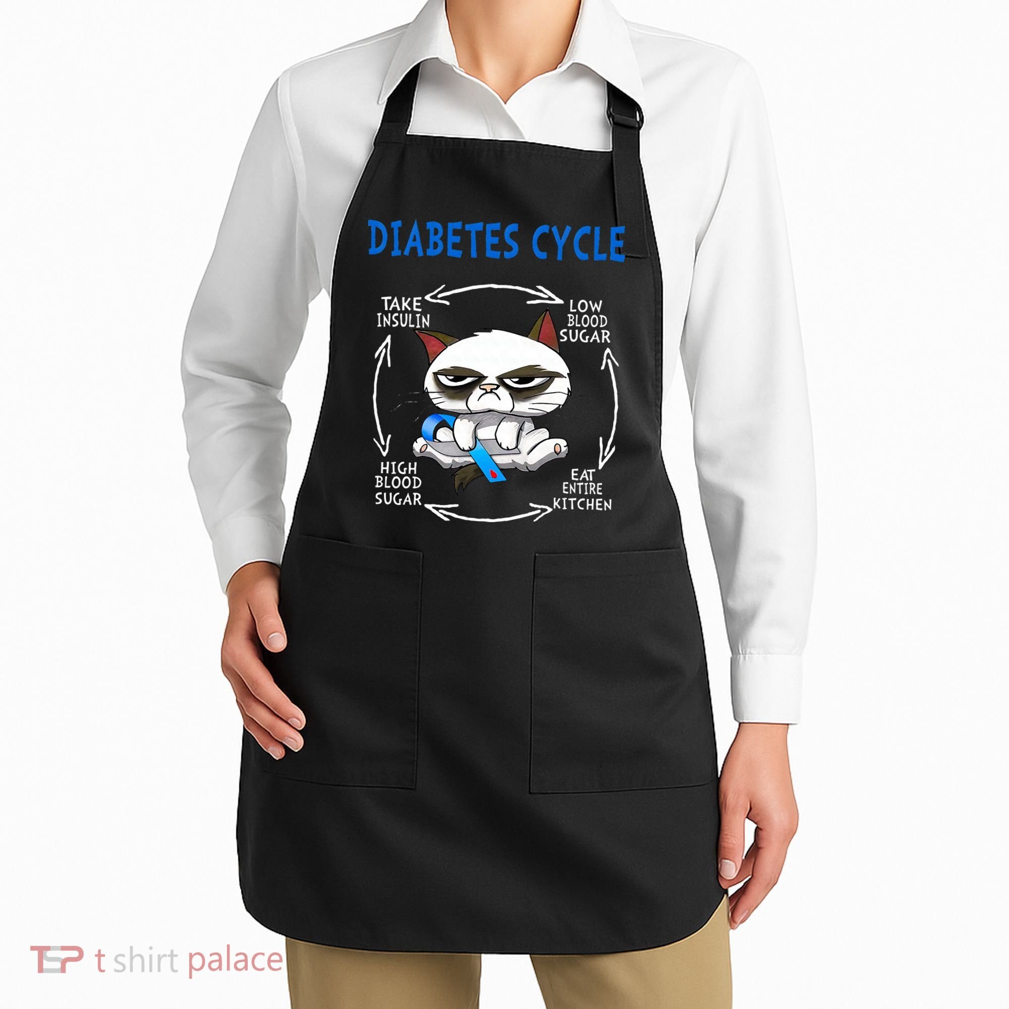 Diabetes Cycle Diabetes Awareness Funny Cat Outfits Apron