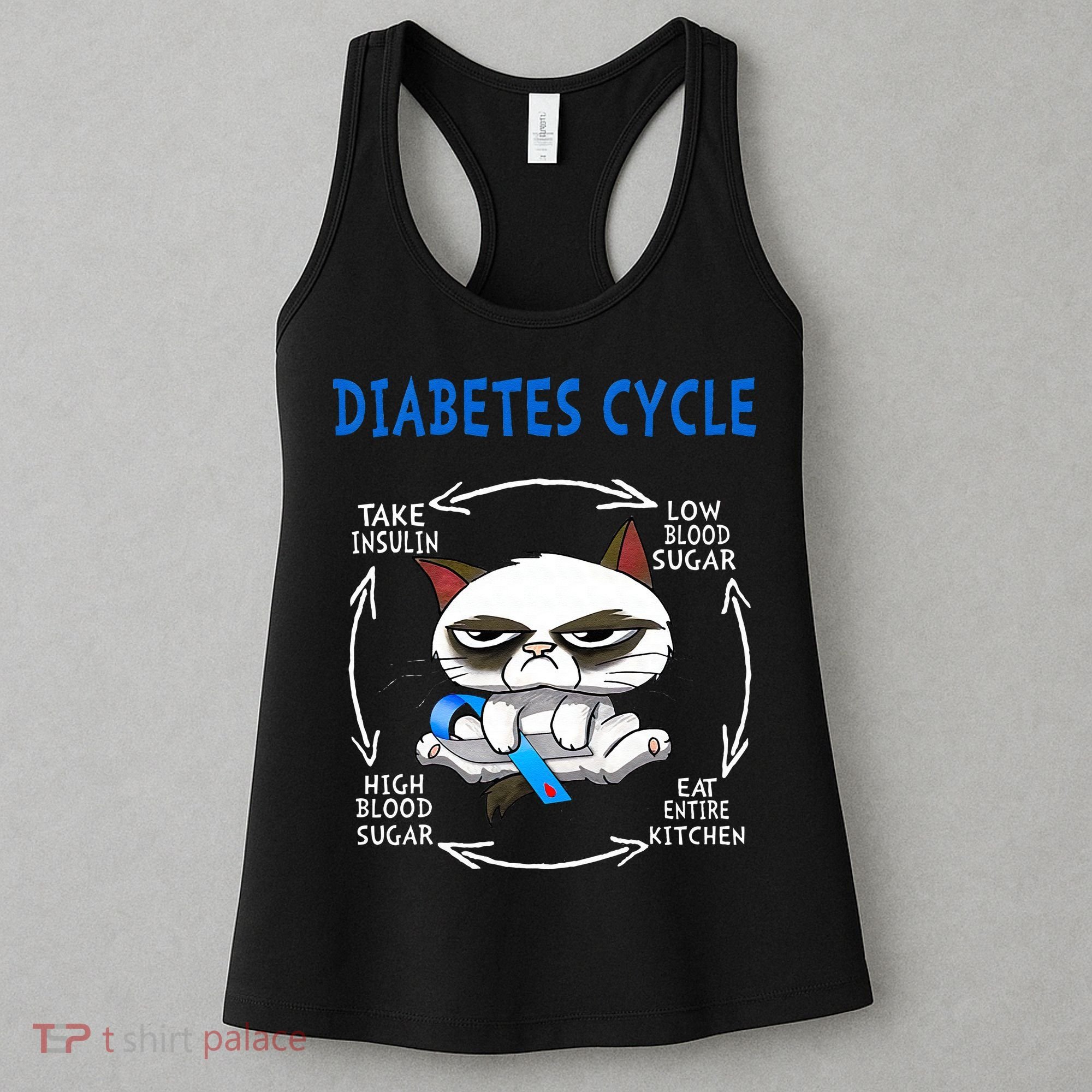 Diabetes Cycle Diabetes Awareness Funny Cat Outfits Women's Tank Top