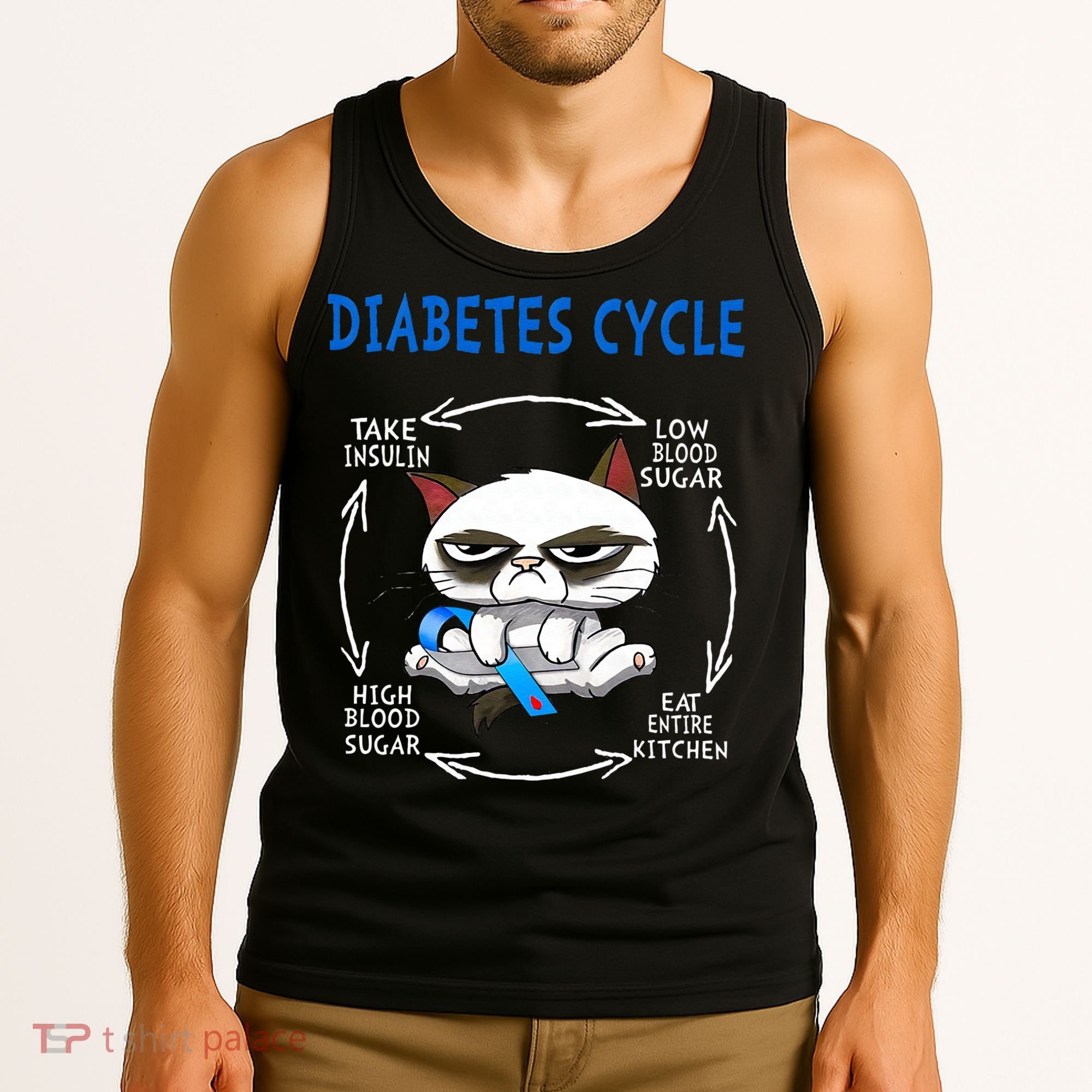 Diabetes Cycle Diabetes Awareness Funny Cat Outfits Tank Top