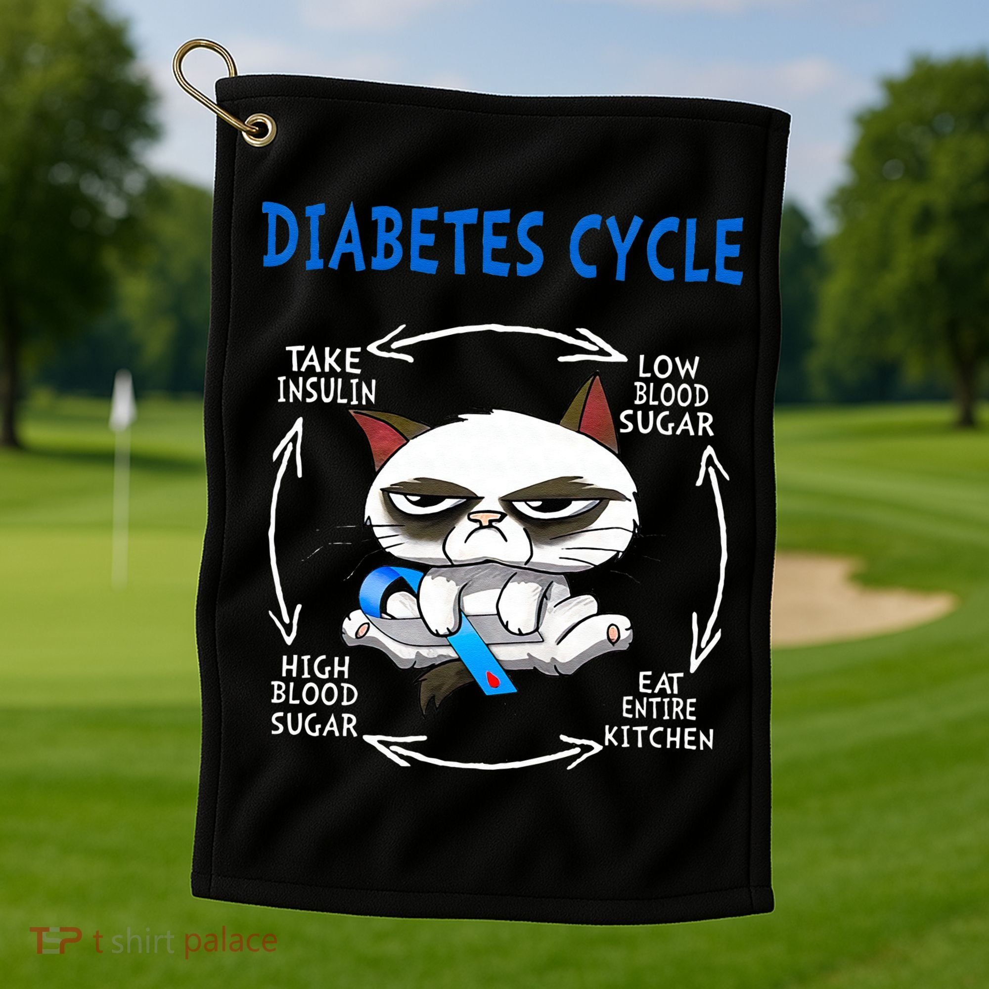 Diabetes Cycle Diabetes Awareness Funny Cat Outfits Golf Towel
