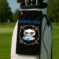 Diabetes Cycle Diabetes Awareness Funny Cat Outfits Golf Towel thumb 2