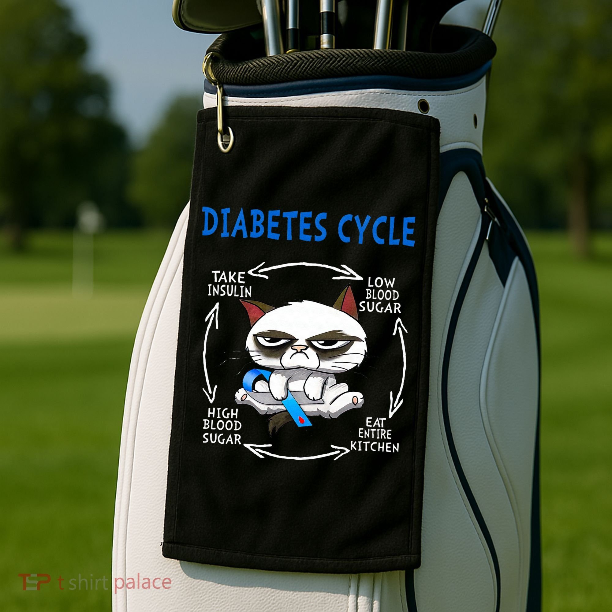 Diabetes Cycle Diabetes Awareness Funny Cat Outfits Golf Towel