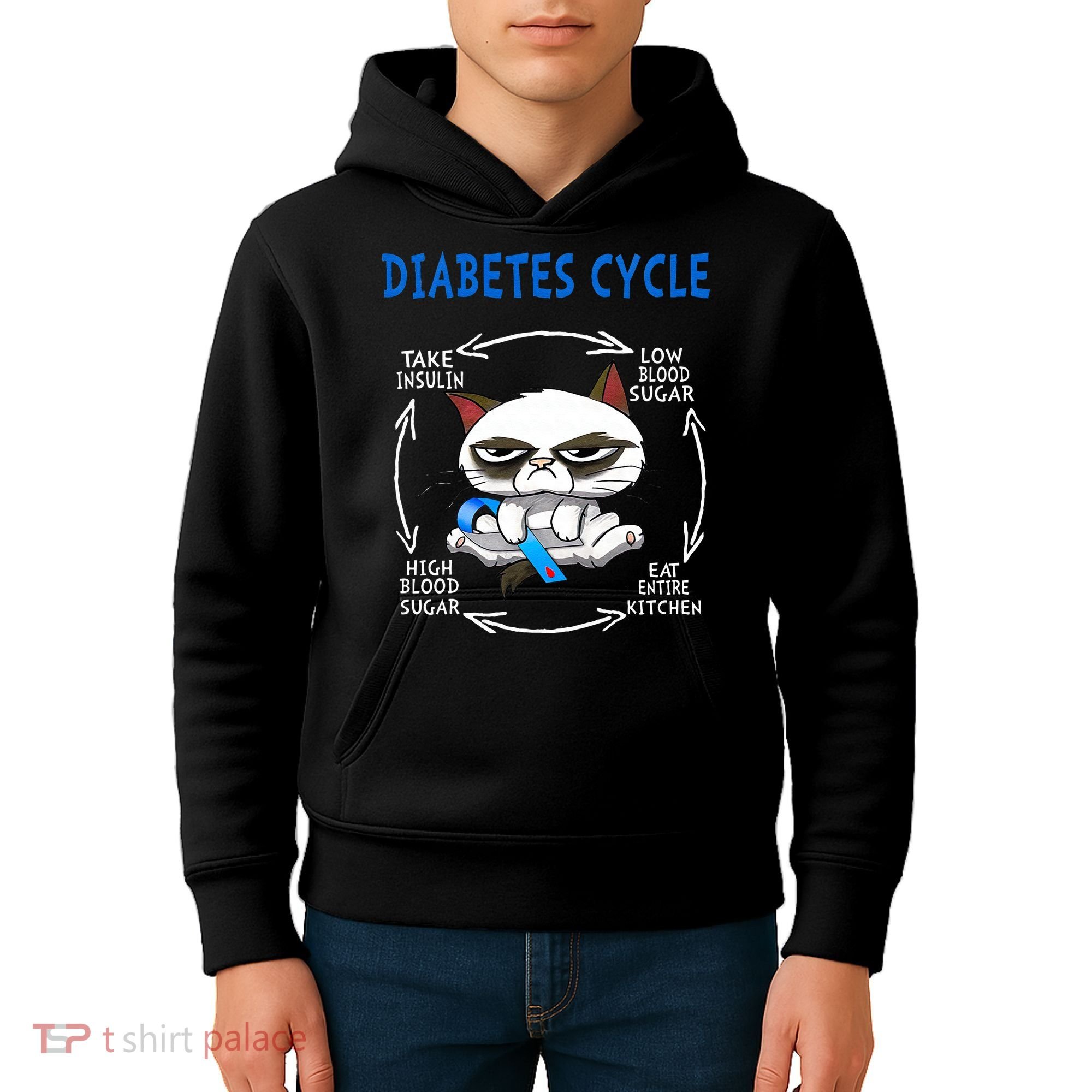 Diabetes Cycle Diabetes Awareness Funny Cat Outfits Kids Hoodie