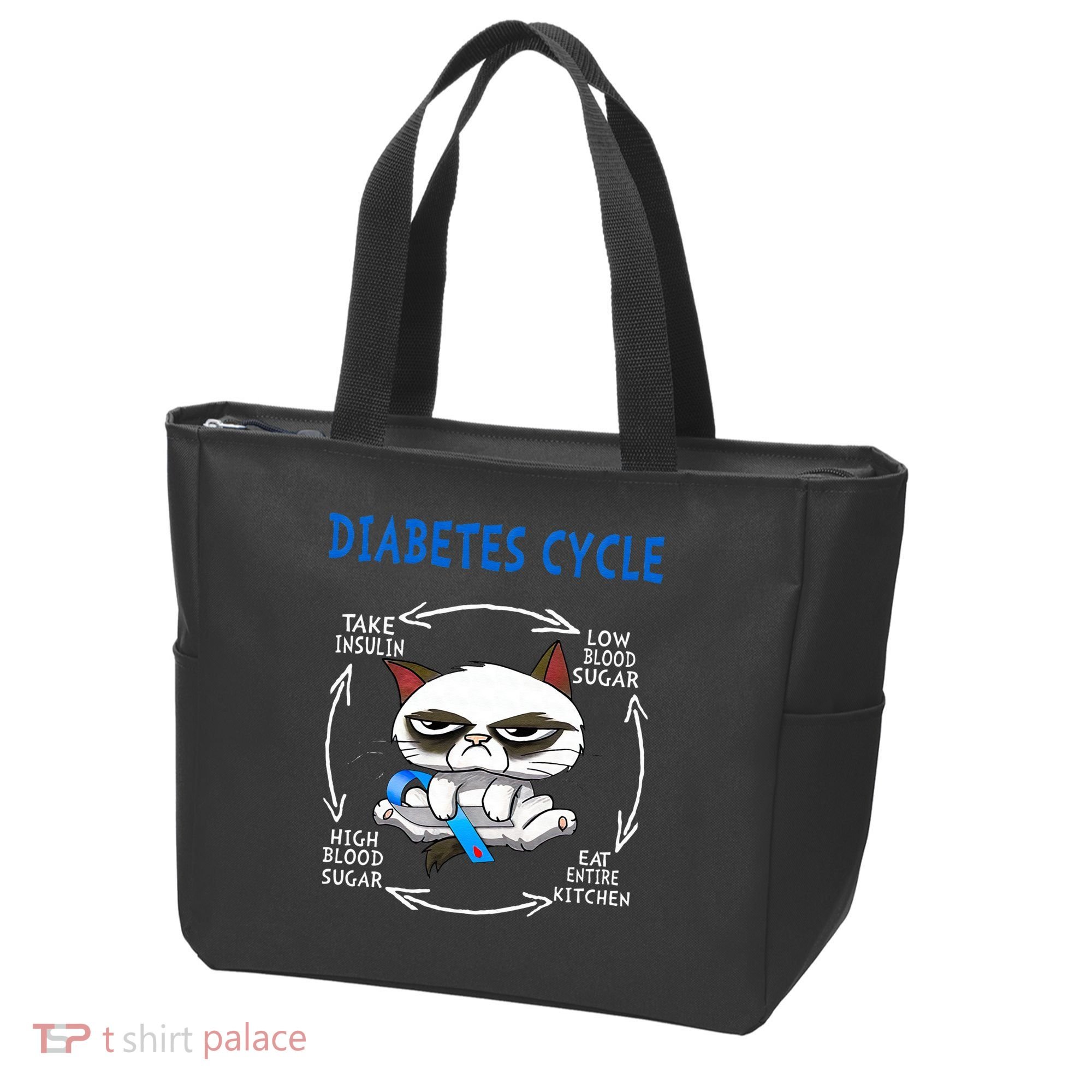 Diabetes Cycle Diabetes Awareness Funny Cat Outfits Tote Bag