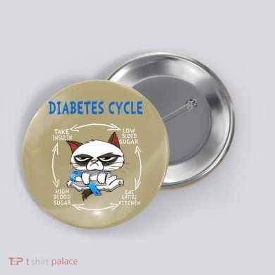 Diabetes Cycle Diabetes Awareness Funny Cat Outfits Button