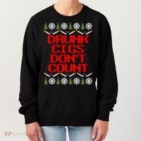 Drunk Cigs DonT Count Ugly Christmas Outfit Funny Women's Sweatshirt thumb 0