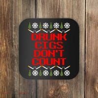 Drunk Cigs DonT Count Ugly Christmas Outfit Funny Coaster thumb 0