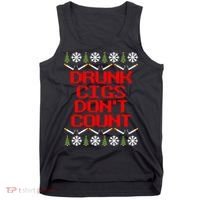 Drunk Cigs DonT Count Ugly Christmas Outfit Funny Tank Top thumb 0