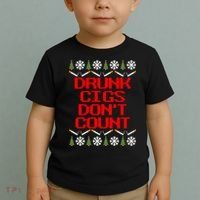 Drunk Cigs DonT Count Ugly Christmas Outfit Funny Toddler T-Shirt thumb 2