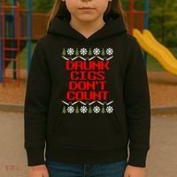 Drunk Cigs DonT Count Ugly Christmas Outfit Funny Kids Hoodie thumb 3
