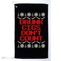 Drunk Cigs DonT Count Ugly Christmas Outfit Funny Golf Towel thumb 0