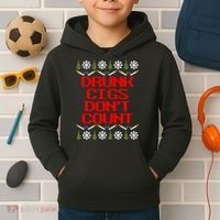 Drunk Cigs DonT Count Ugly Christmas Outfit Funny Kids Hoodie thumb 2